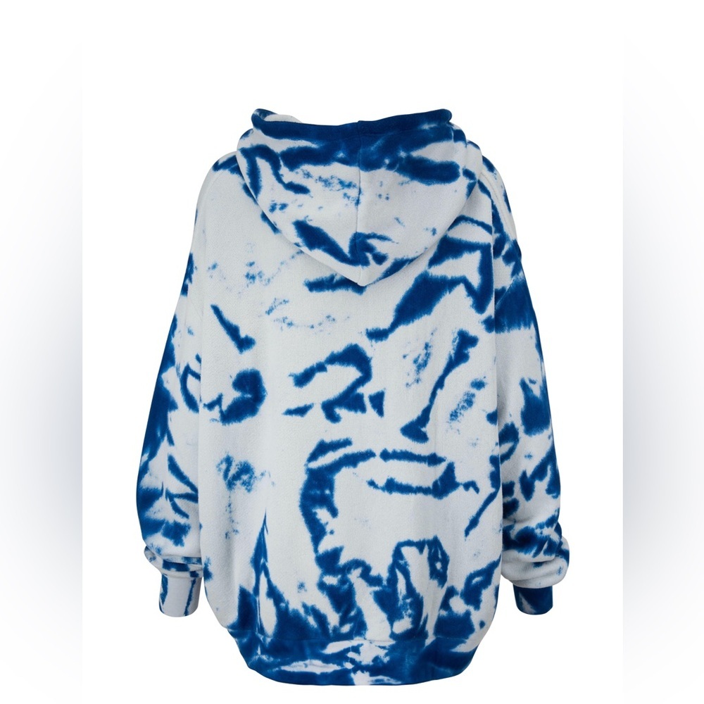 THE ELDER STATESMAN True Blue Tie-Dye Cotton & Cashmere Terry Hoodie - XL - Picture 2 of 16